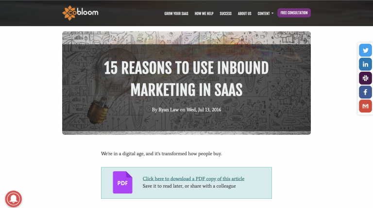 Inbound marketing article from Cobloom