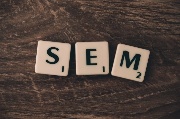 SEM word on wooden surface