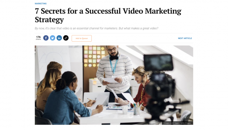 Video marketing article from Entrepreneur