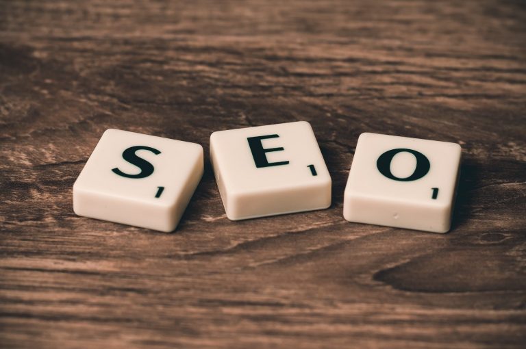 SEO word on wooden table
