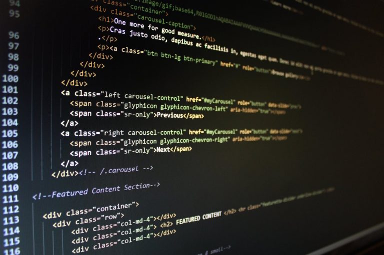 Coding page on dark laptop screen