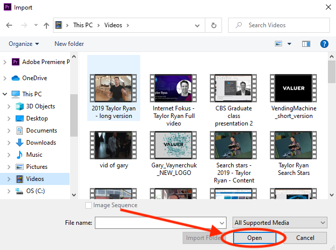 import files in adobe premiere pro