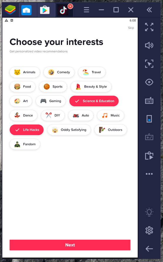 BlueStacks TikTok app