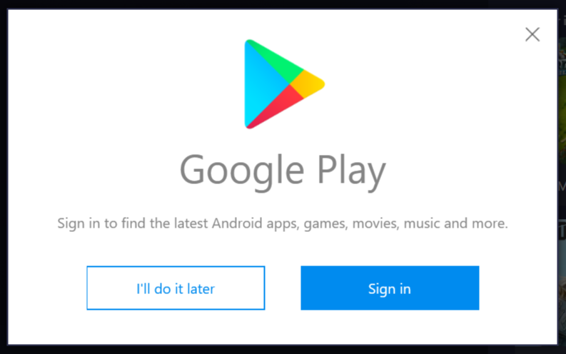 Google Play sign in