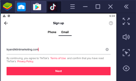 TikTok app sign up