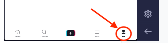 TikTok app 'Me' button