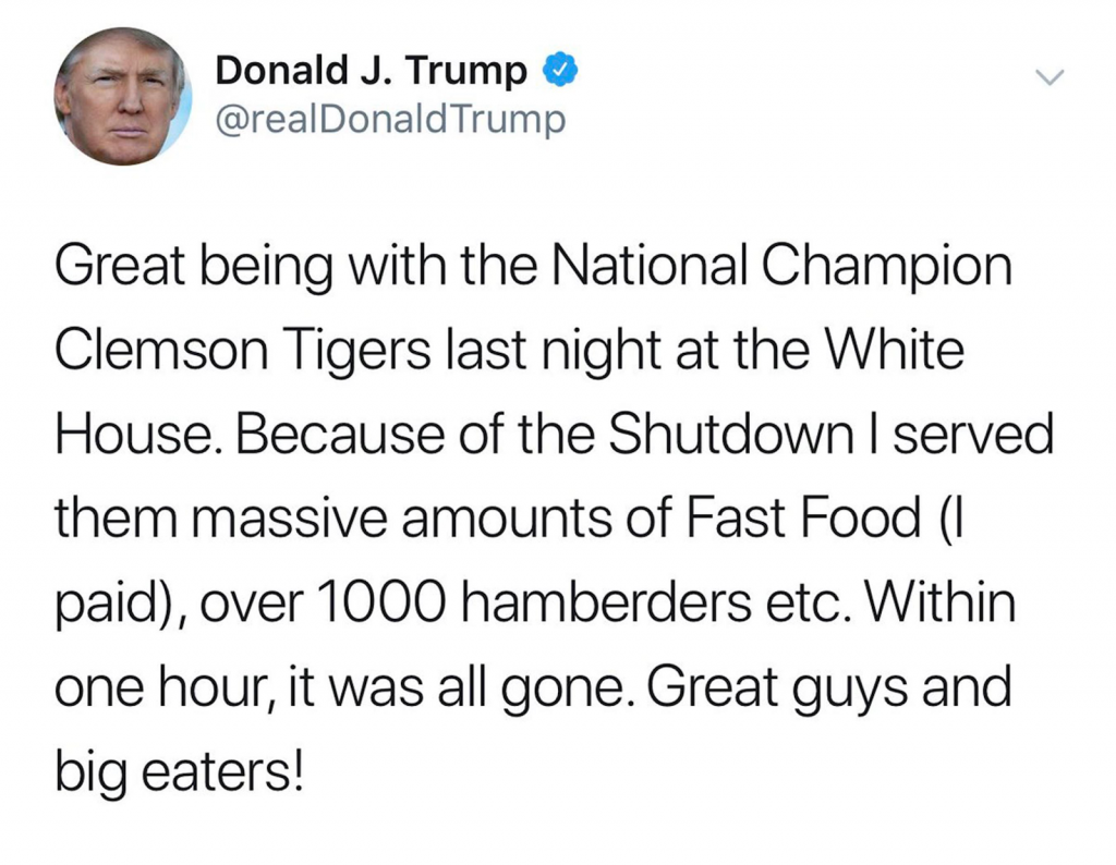 donald trump twitter hamburgers
