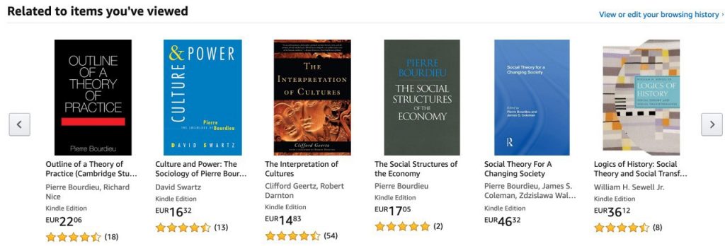 amazon personalised book selection.