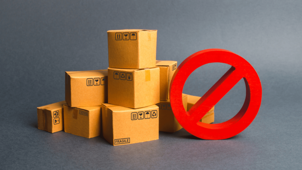 Stock image of some boxes and a restricted sign