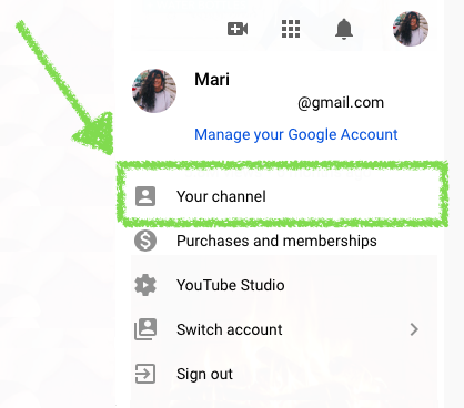 your channel on YouTube