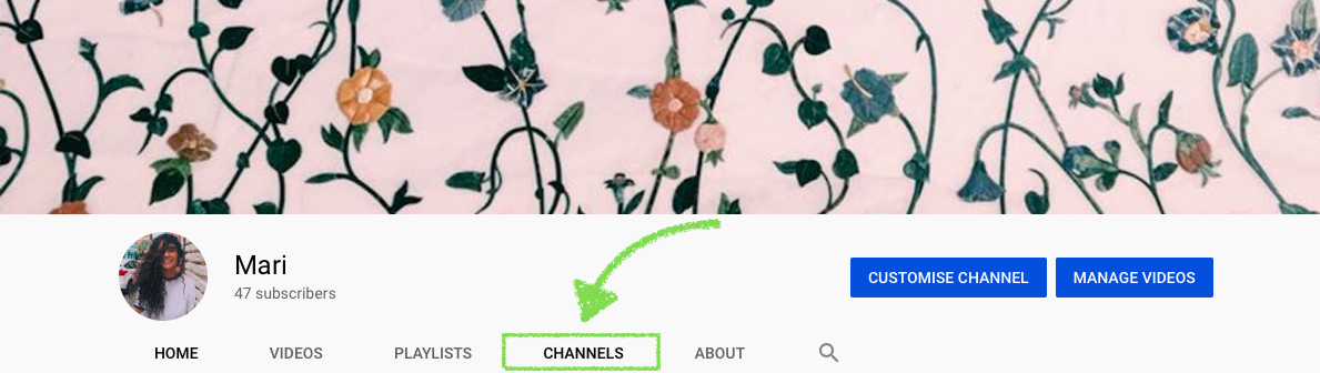 Channels YouTube tab