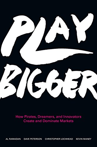 Black cover of Play Bigger, with eye catching white font.