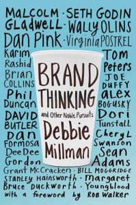 Cover of digital marketing book Brand Thinking, blue background with black text of contributors.