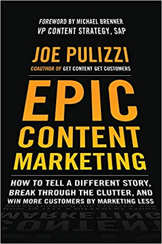 Cover of Epic Content Marketing, black background with orange and yellow title text