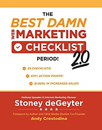 Cover of The Best Damn Web Marketing Checklist, white and red background.