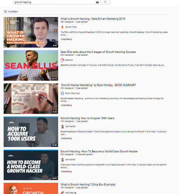 growth hacking search results youtube