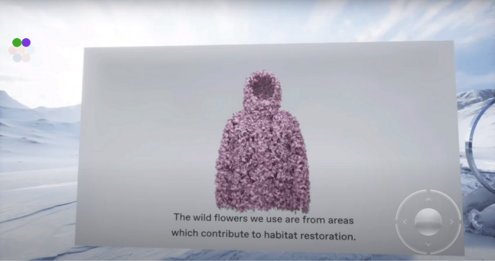 Pangaia's VR experience on their new jackets made out of flowers.