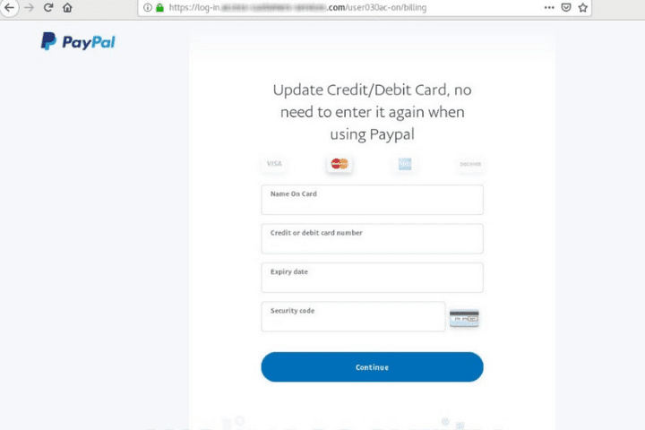 PayPal Card Detail spoof