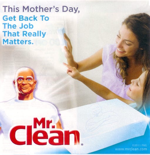 A copy of the controversial Mr. Clean mother's day print ad