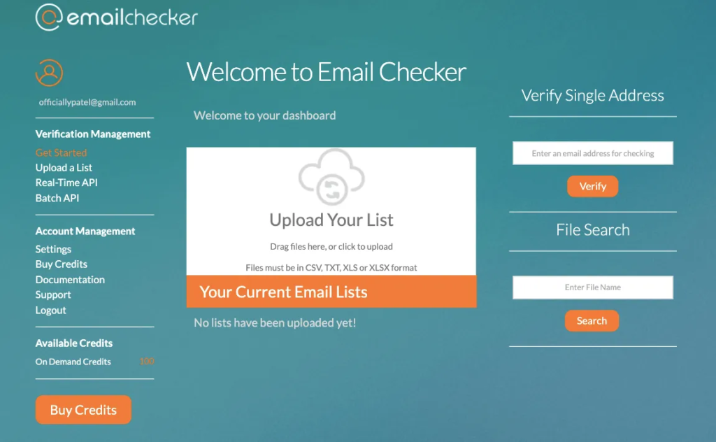 Email Checker front page