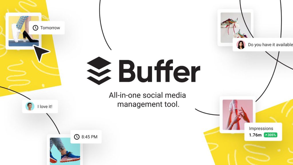 Screenshot of Buffer's website showing the features of the tool.