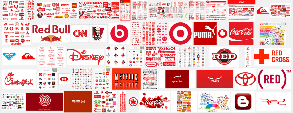 Color theory in marketing - Brands' logos in red color.  