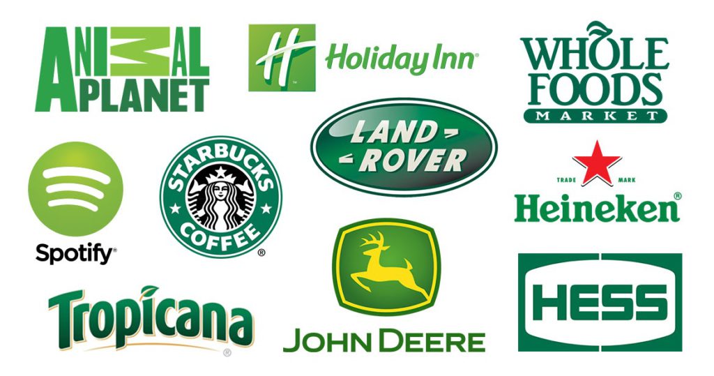 Color theory in marketing - Brands' logos in green color.  