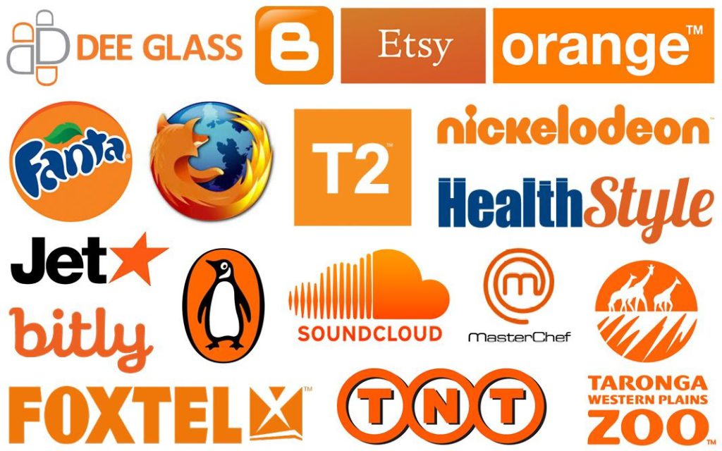 Color theory in marketing - Brands' logos in orange color.