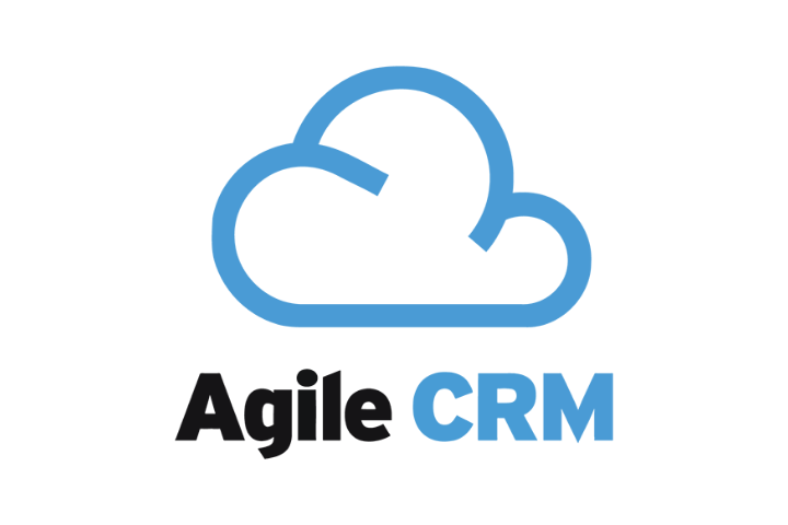 Agile CRM newsletter tools logo - blue cloud and black and white text