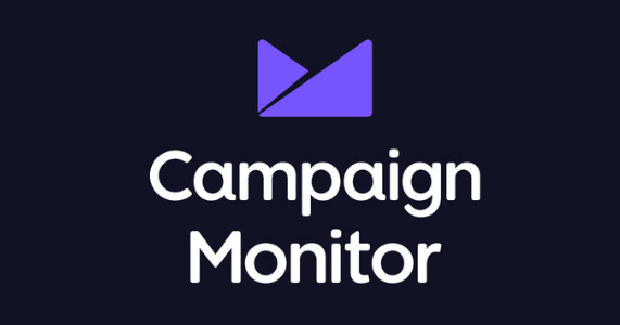 campaign monitor email newsletter tools logo white text on navy background