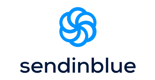 sendinblue newsletter tools logo blue logo and navy text on white background
