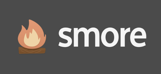 smore newsletter tools logo dark gray background with white text and cartoon fire