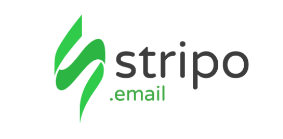 stripo email newsletter tool logo black and green text on white background