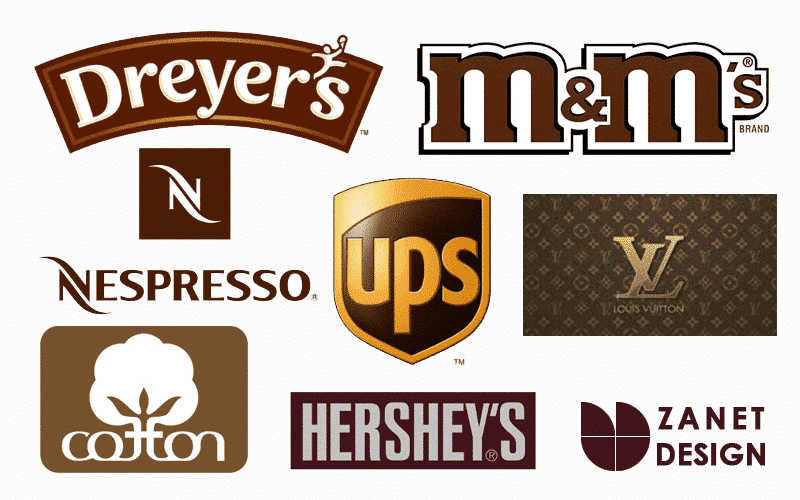 Color theory in marketing - Brands' logos in brown color.