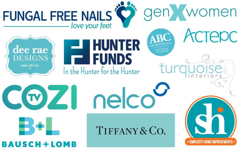 Color theory in marketing - Brands' logos in turquoise color.