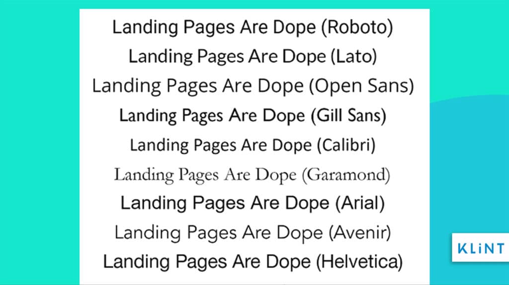 different typefaces for landing pages