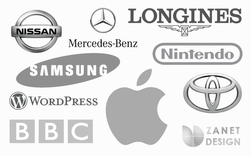 Color theory in marketing - Brands' logos in grey color.  