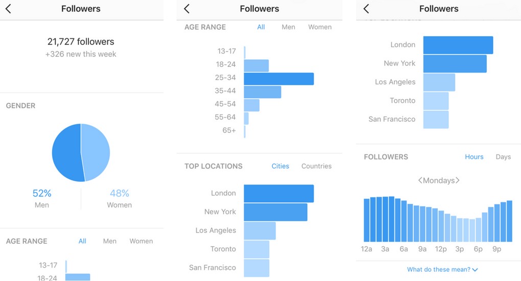 Screenshot of Instagram Analytics Followers tab