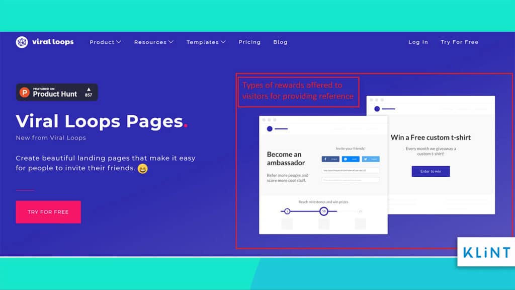 give rewards on landing page