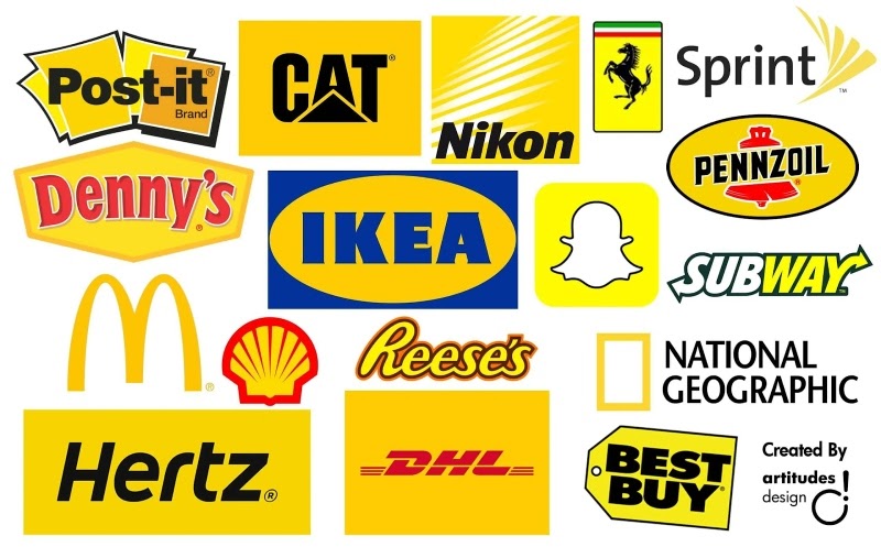 Color theory in marketing - Brands' logos in yellow color.