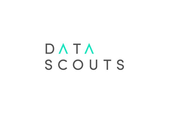 DataScouts logo - black and green text on white background