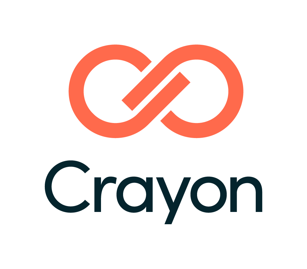 Crayon sign with its logo on the top