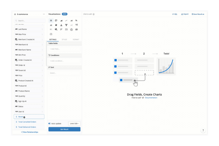 Screenshot of holistics dashboard