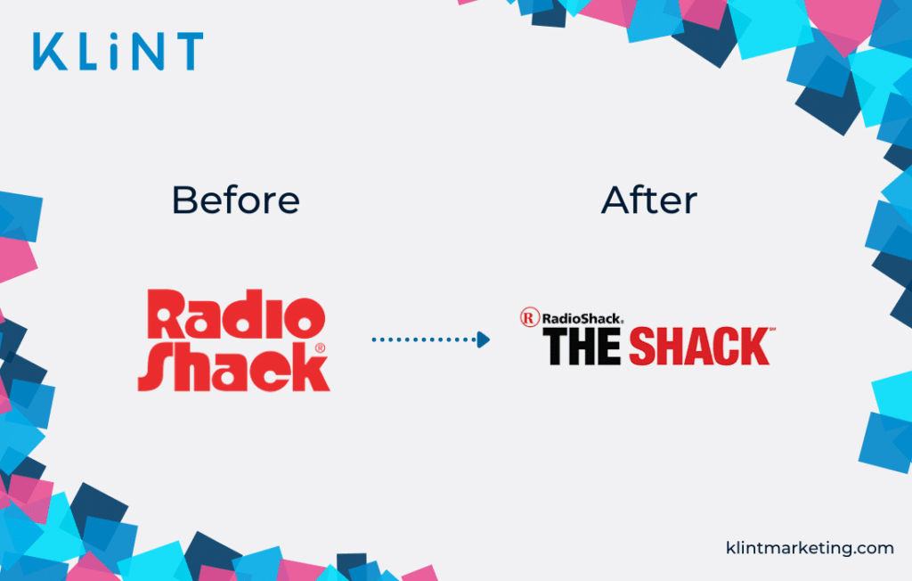 Radioshack rebranding before and after