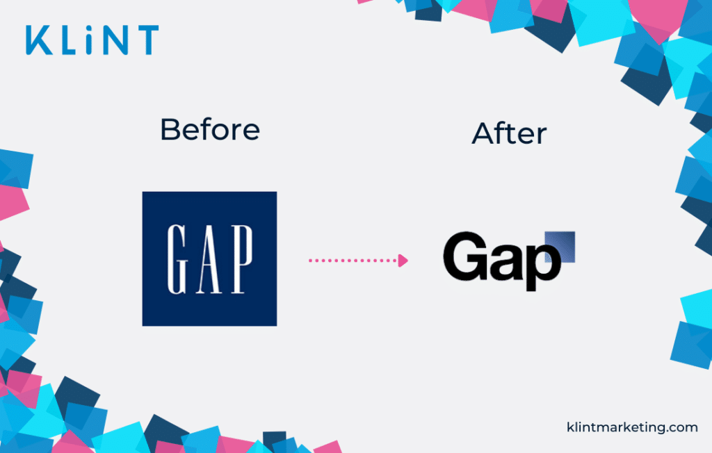 GAP rebranding before and after