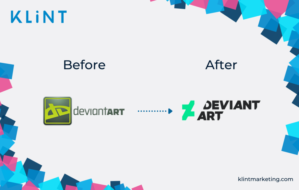 DeviantArt rebranding before and after