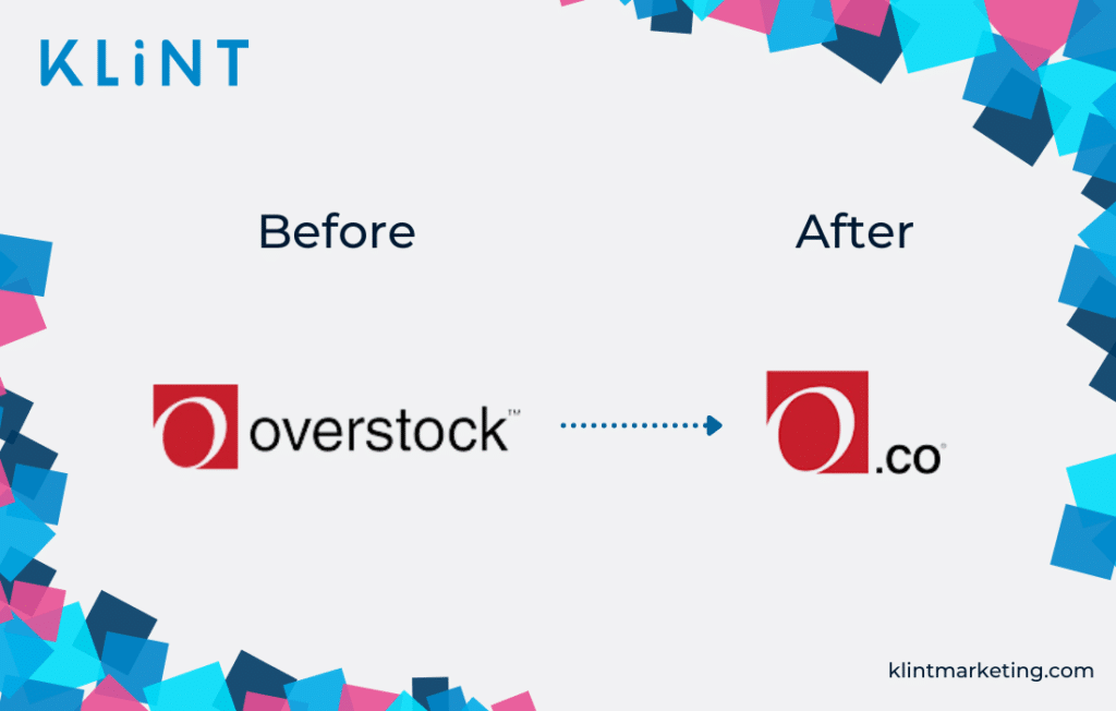 Overstock.com rebranding before and after