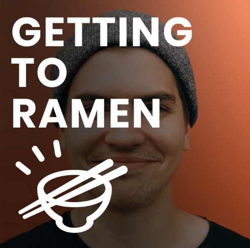 The picture has the text "Getting to Ramen" with a guy on the background.