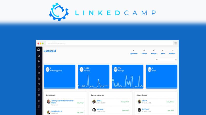 The picture shows Linked Camp's dashboard.