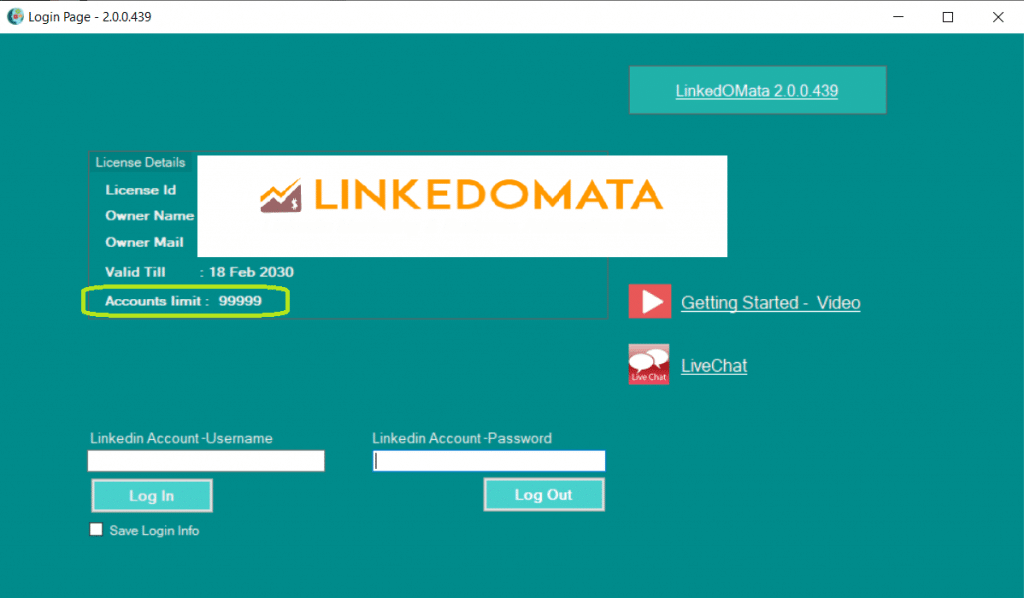 An image showing Linkedomata login page.